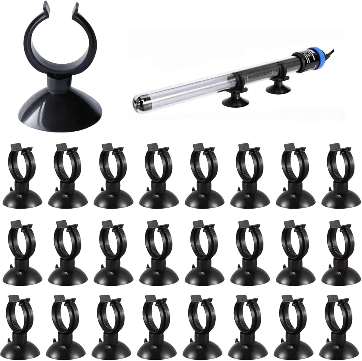 Aquarium Zuignappen - Bevestigingsclips - Aquarium Inrichting - Flexibel Rubber - 25 Stuks - Zwart