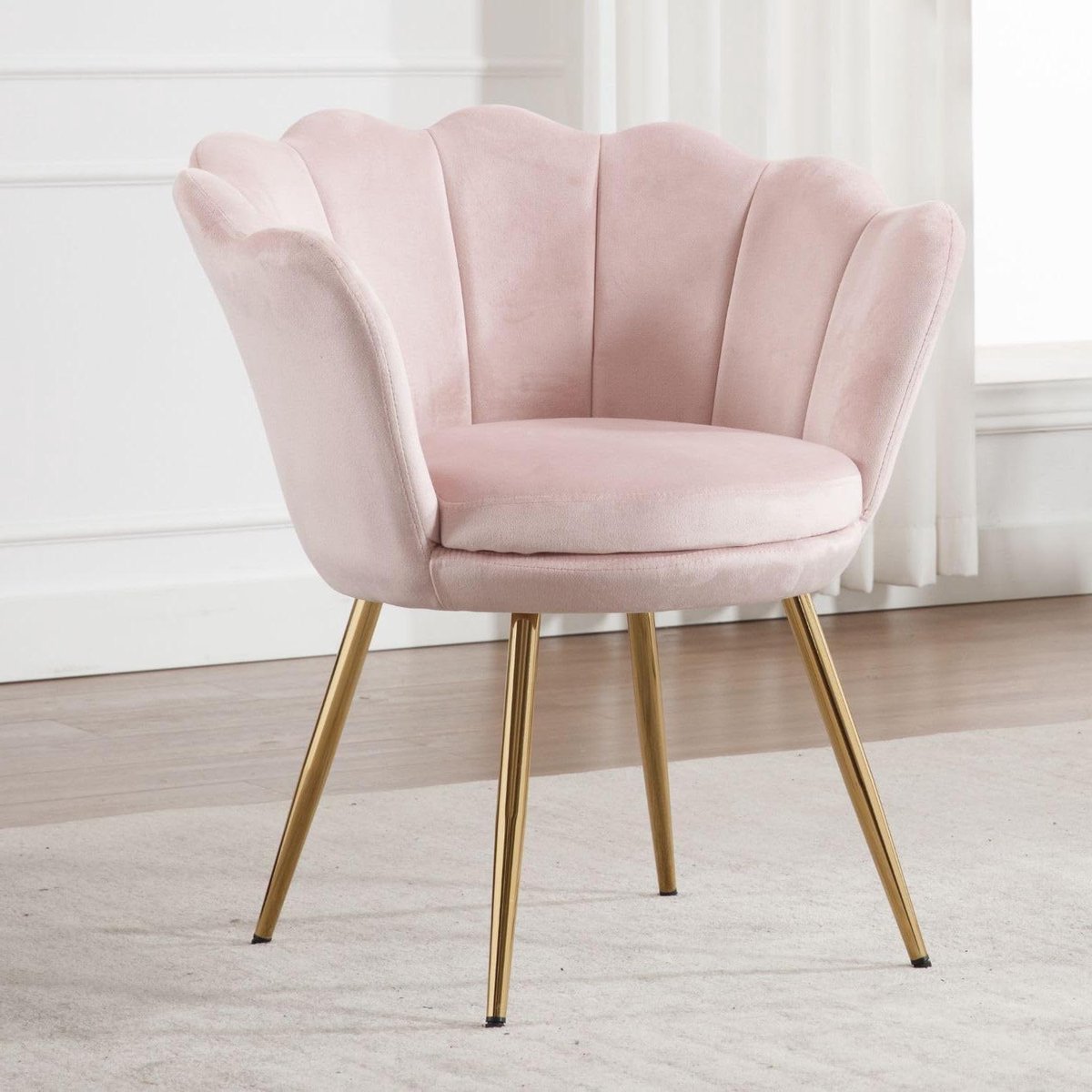 Fluwelen Stoel - Schelpstoel Loungestoel - Zelf Make-up Zitten - Gouden Poten - 30 Inch Ho