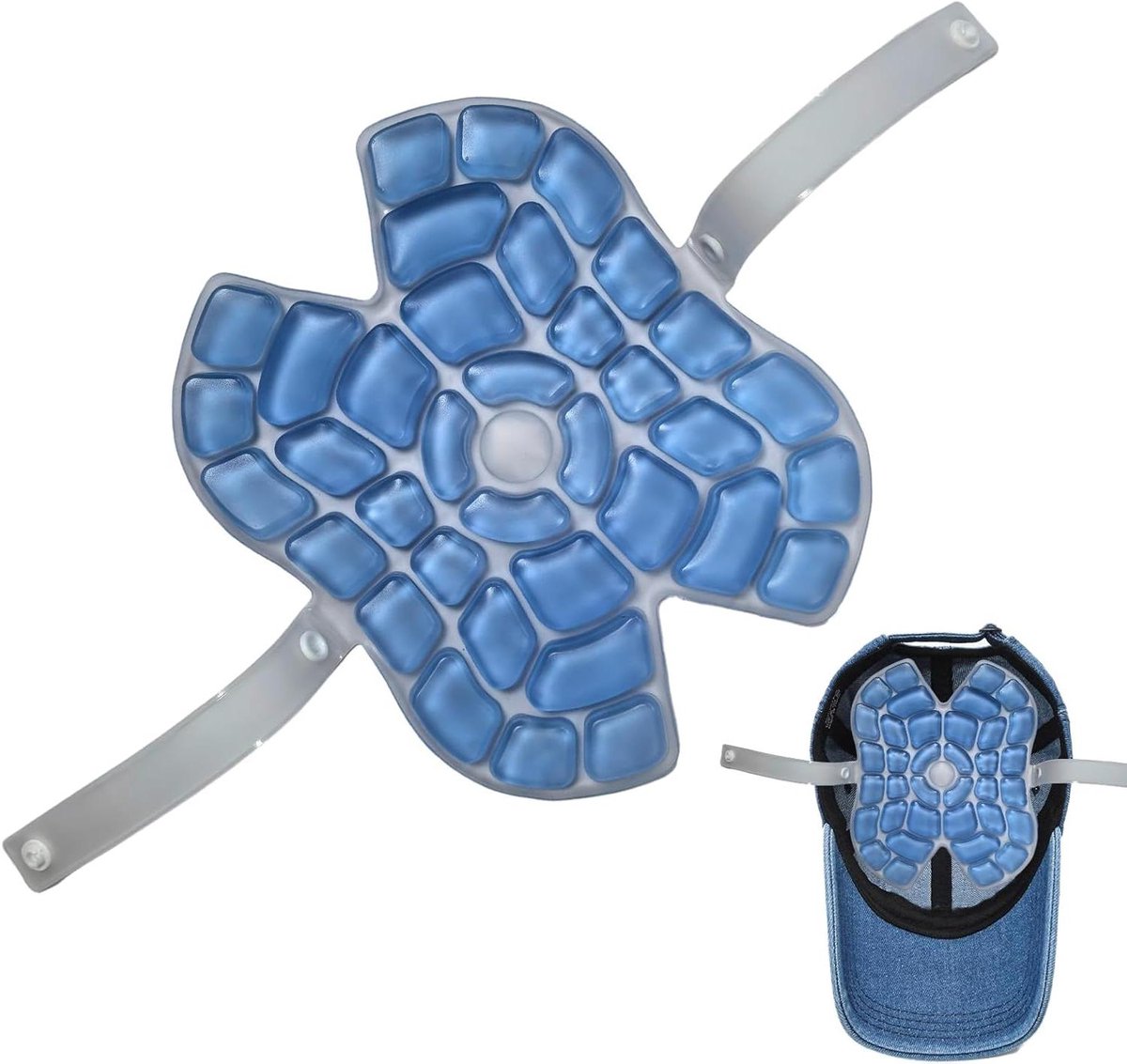 Koelpet Met Ijscompres - Helm Koeler - Buiten Werk - Langdurig Gebruik - 21x17 cm - Blauw