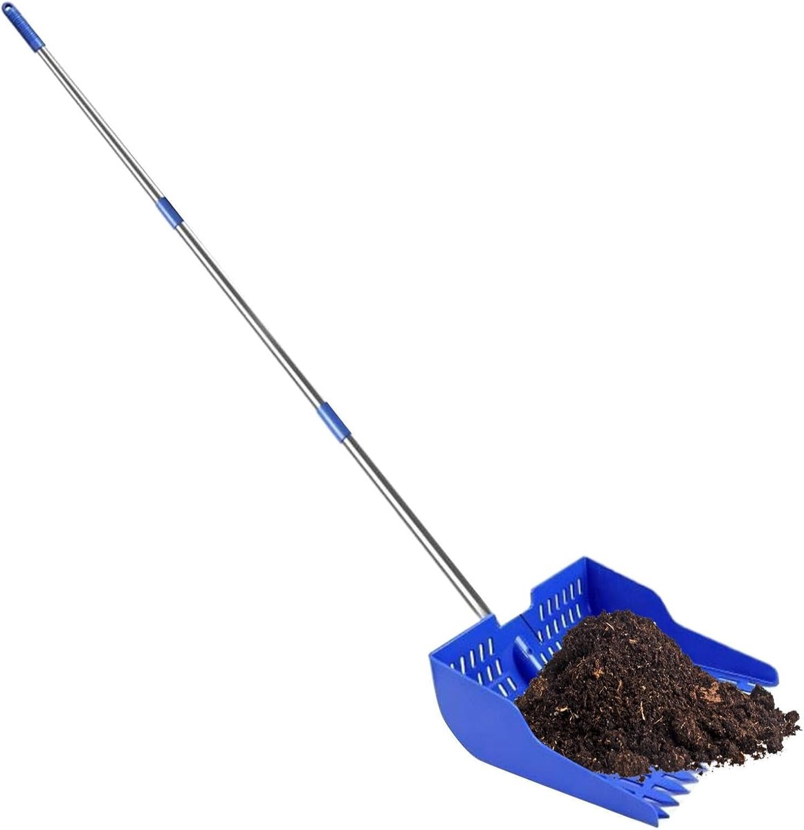 SnelShoppen - Kippenpoep Scooper Hark 2-in-1 met Verstelbare Lange Steel 134,6 cm - Kattenschep voor Kippenhok, Huisdierafvalreiniging, Tuinboerderij,