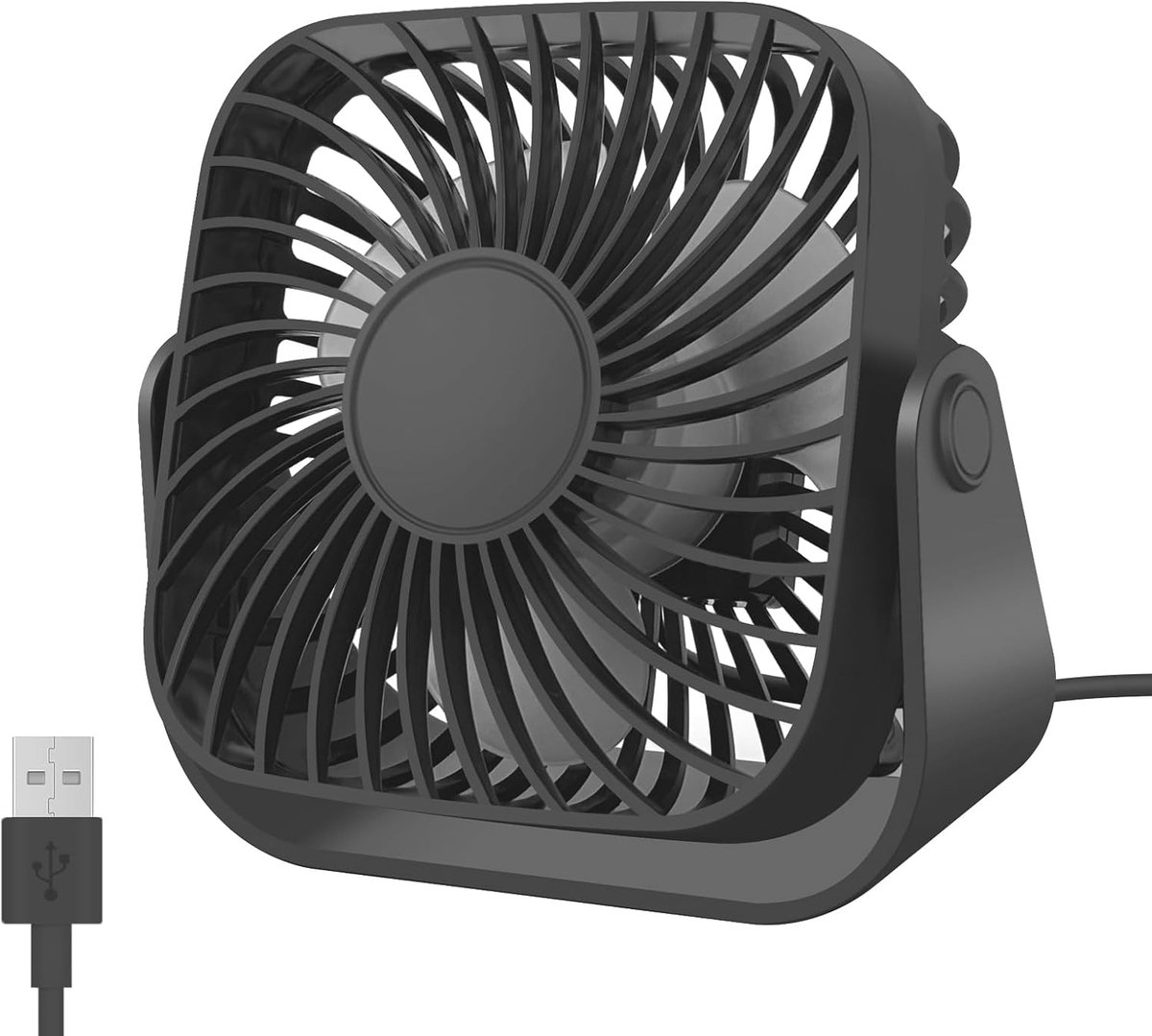 SnelShoppen - USB Bureauventilator Mini Persoonlijk - 3 Snelheden - 360° Rotatie - Draagbare Ventilator voor Kantoor, Thuis, Buitengebruik - Compact e
