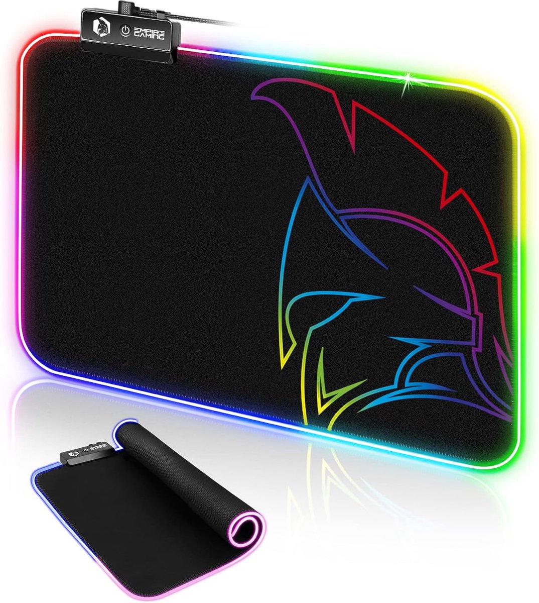 Thijox - Gaming Muismat RGB LED - Dark Rainbow - 12 Verlichtingsmodi - Lichtgevend Mousepad - Waterdicht - Antisliprubberbasis - 300x230x4mm voor PC,
