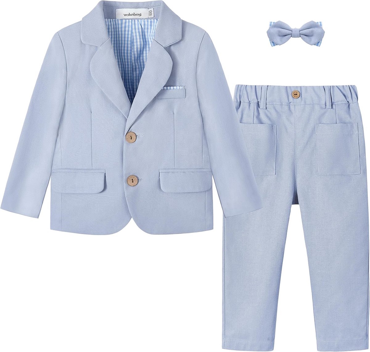 SnelShoppen - Babyjongenspak 2-delig - Blazer en Broek Set - Katoen en Linnen Mix - Smoking voor Bruiloft en Doop - 18 Maanden tot 5 Jaar - Ademend en