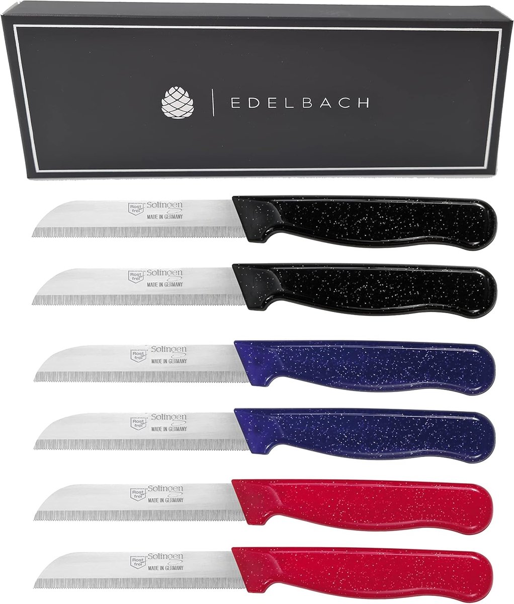 SnelShoppen - Keukenmessenset 6-delig, Roestvrij Staal, Zeer Scherp, Allessnijder, Fruitmes, Groentemes, Schilmes, Vaatwasmachinebestendig, Made in Ge