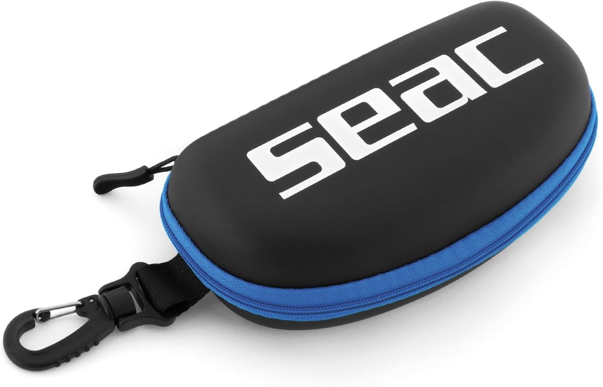 Thijox - Semi-stijve Goggle Case Brillenkoker voor Zwembril met Karabijnsluiting - Zwart/Blauw, Ideaal voor Zwemmen, Sporten en Reizen