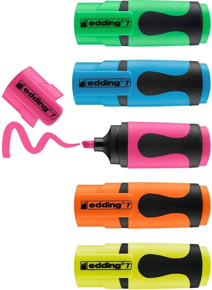 Thijox - Mini Highlighter Set - Neon Kleuren - 5 Stuks - Beitelpunt 1-3 mm - Compacte Markers voor Bullet Journal, School, Universiteit en Kantoor