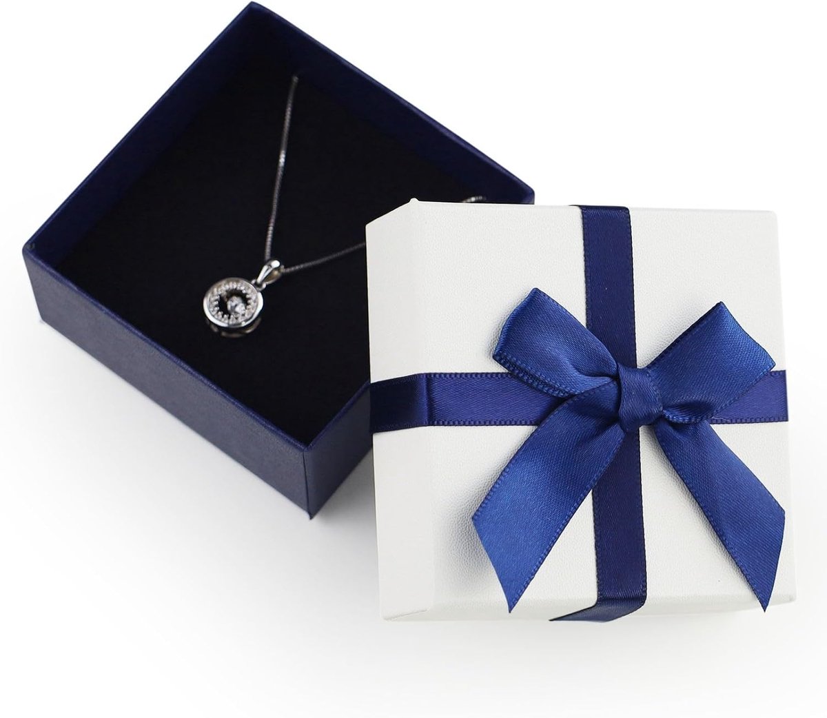 SnelShoppen - Sieraden Geschenkdozen Met Deksels 7.5x7.5x3.5cm - Vierkante Witte Papier Sieraden Dozen Met Strik - Perfect Voor Kettingen, Oorbellen E