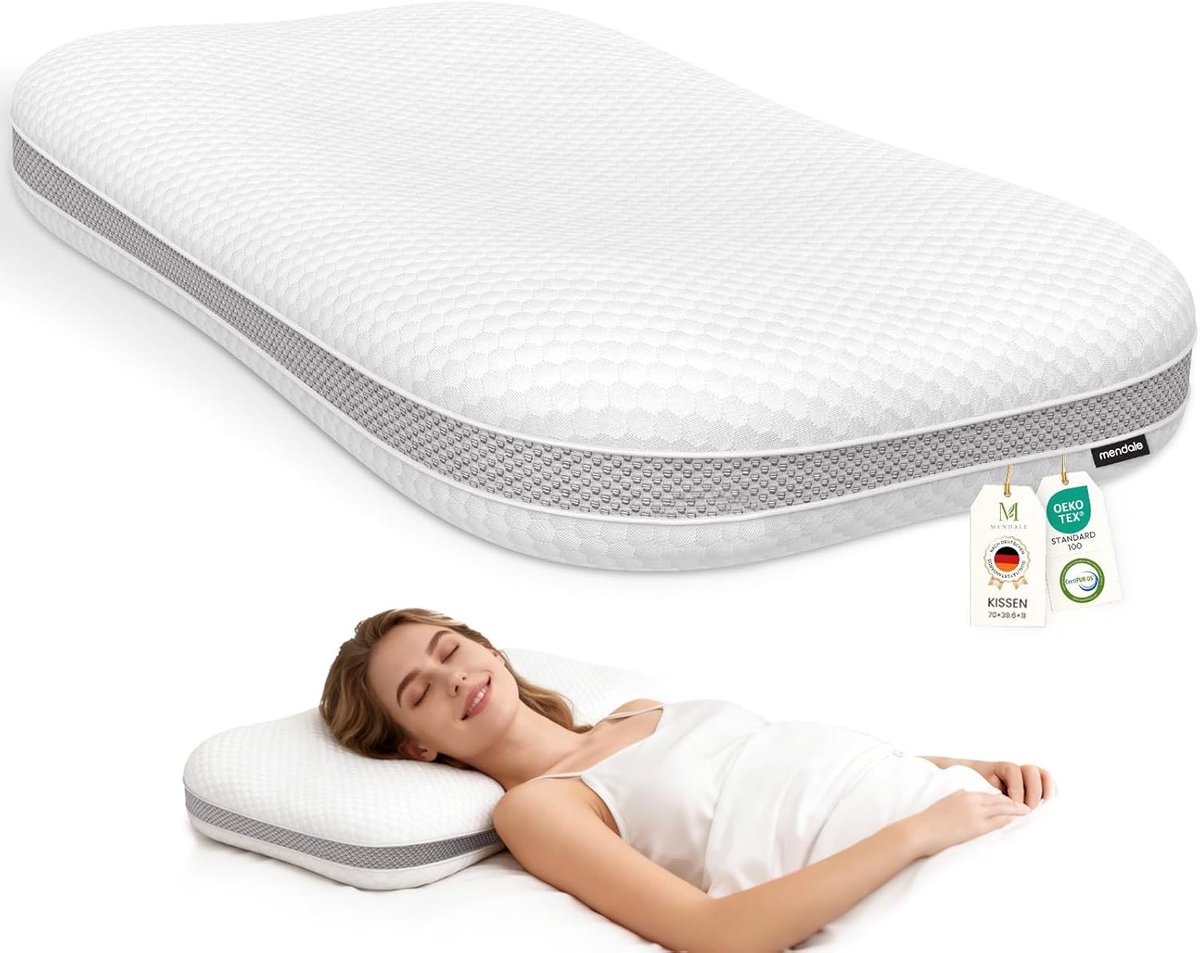 Thijox - Hoofdkussen Traagschuim, Verstelbaar in Hoogte, Ergonomisch Neksteunkussen ter Verlichting van Nekpijn, Wasbare Overtrek, 70 x 39,6 cm, Ideaa