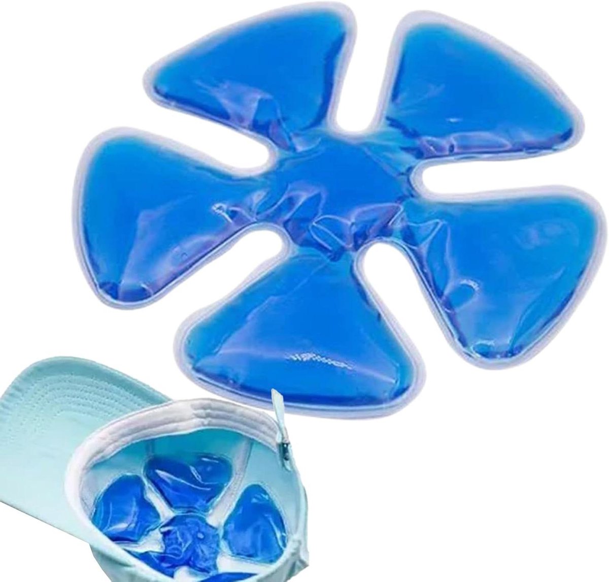 Koel Hoed Inzetstuk - Gel Pad - Buitenactiviteiten - Ademende Honingraatstructuur - 18 x 18 cm - Blauw/Wit