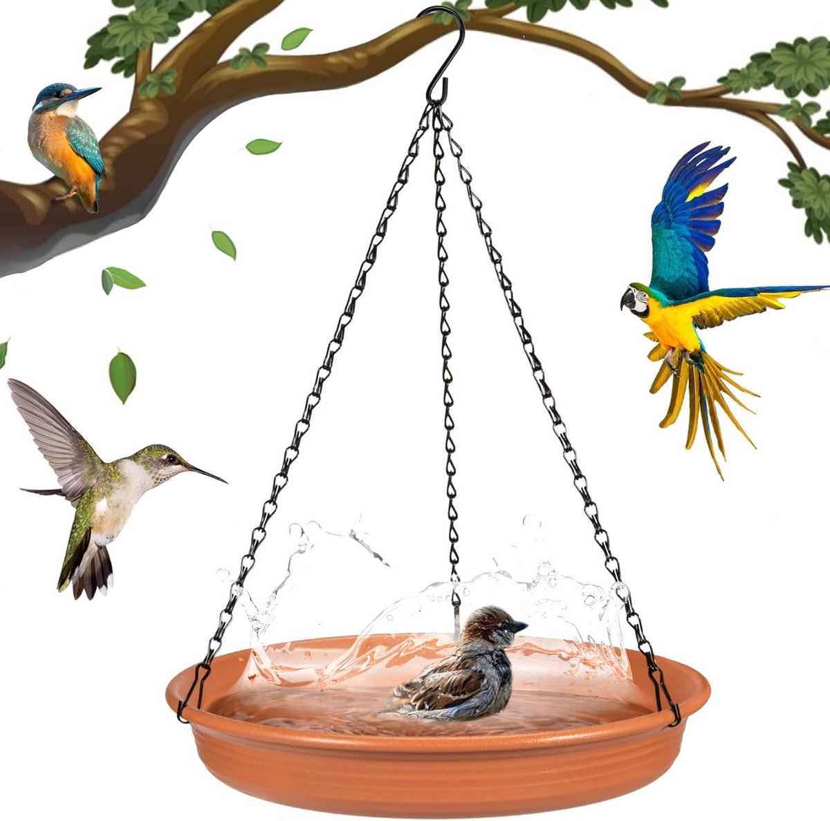 YAGXIG Hangende Vogelbadbak/Voederbak voor Vogels - Vogelbadbak/Voederbak voor Wilde Dieren/Waterbak voor in de Tuin - Geschikt voor Tuin- en Terrasdecoratie
