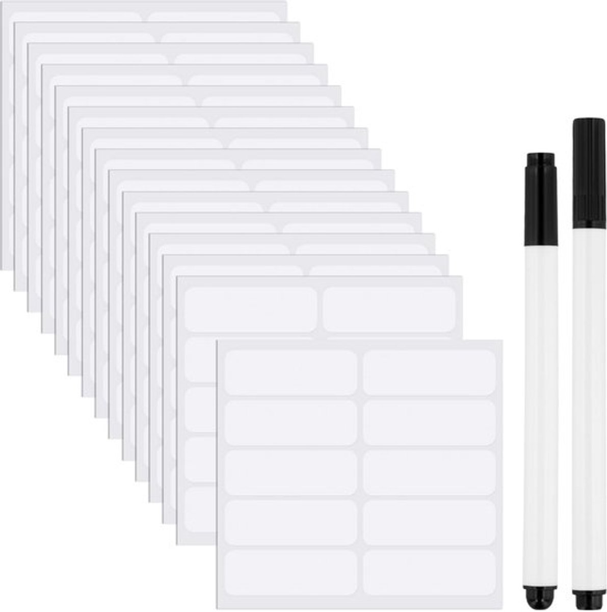 150 stuks Non-Iron Kledinglabels 2 Permanente Stofmarkeringen, Schrijfbare Zelfklevende Naamlabels Waterdicht Gepersonaliseerde Waslabels voor Verzorgingshuis Dagopvang Kamp (Wit)