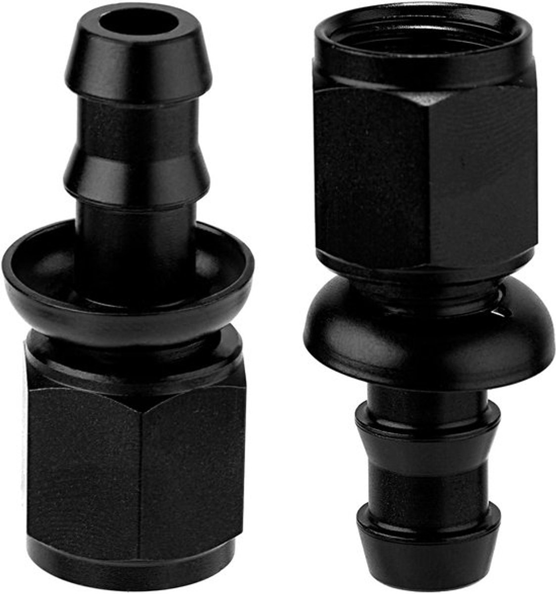 2 stuks 6AN Push Lock slangaansluiting, aluminiumlegering met twee fasen weerhaak, rechte Push Lock slangaansluiting voor aanpassing van de brandstofleiding van de auto, rubberen brandstofleidingaansluiting