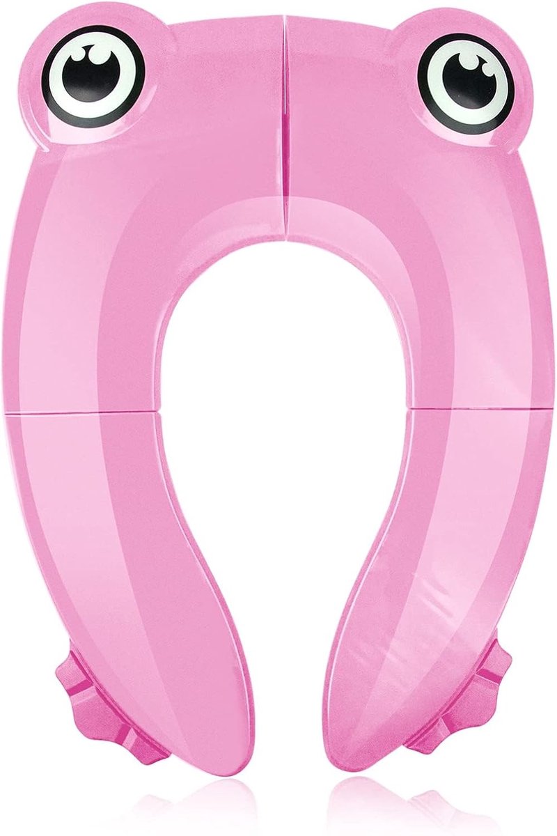 SnelShoppen - Vouwbare Toiletbril voor Kinderen, Draagbare Potty Trainer, Klein, Roze Kikker, Met Opbergzak, Veilig, Antislip, Reis, Camping, Thuis
