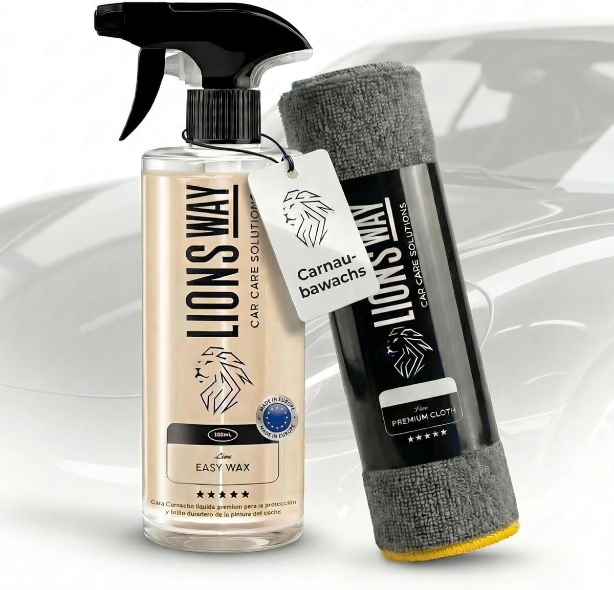 SnelShoppen - 100% Pure Carnauba Wax voor Auto en Motor - Keramische en Hydrofoob Behandeling - Silicone Vrij - Hoogglans Auto Wax met Premium Doek -