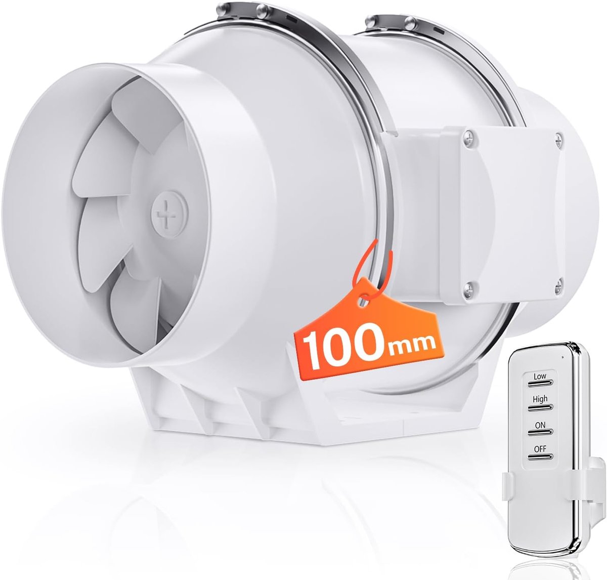 SnelShoppen - 100mm Inline Tube Fan met Snelheidsregelaar, Verstelbare Robuuste Afzuiger voor Rook, 220 m³/h, EU Plug, Ideaal voor 3D Printer, Grow Te