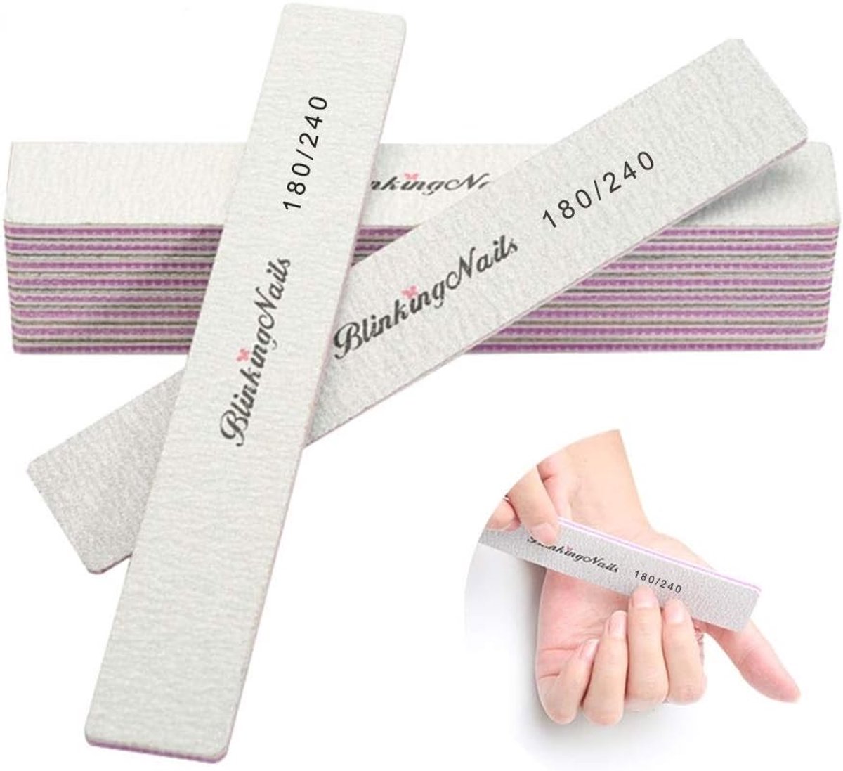 SnelShoppen - Professionele Nagelvijl 180/240 Grit - Dubbelzijdige Nagelbestanden en Buffers voor Natuurlijke Nagels - Wasbare Blok - Wegwerp Nagelbuf
