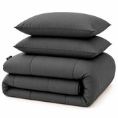 Slaapspeciaal Eazydekbed Hotel Grijs - Wasbaar Dekbed - Dekbed zonder Overtrek - Hoesloos Dekbed - All Year Dekbed - 2 in 1 Dekbed - Dekbed met Vaste Overtrek - Incl. 2 Kussenslopen - 200x220 cm