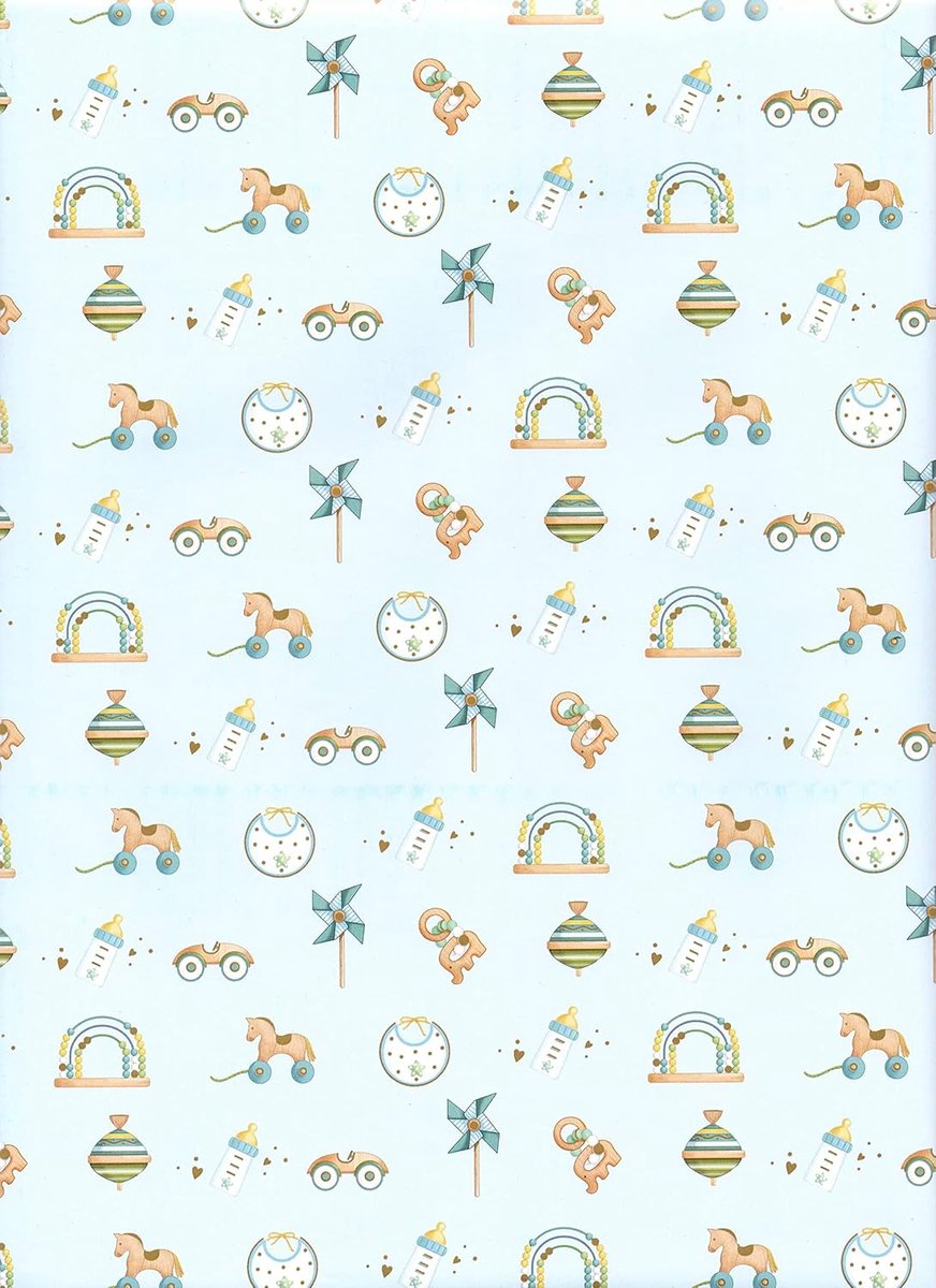SnelShoppen - ARKRAFT Cadeaupapier 3 Vellen 90x65 cm FSC, Plasticvrij, Motief Geboorte Kind, Perfect voor Feestjes, Verjaardagen en Babyshowers