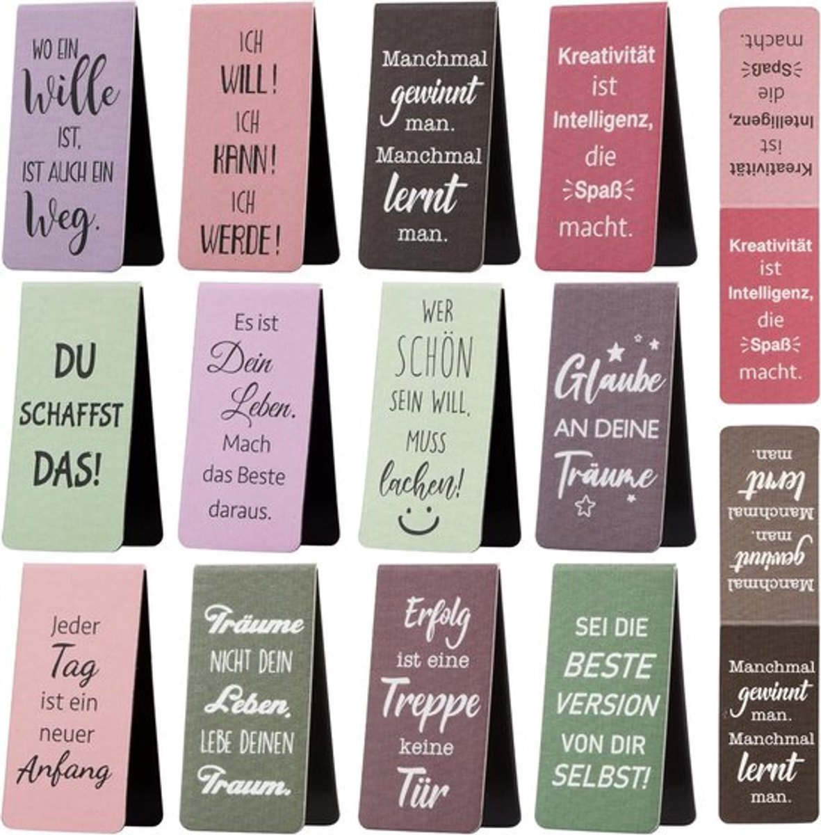 Magnetische boekenleggers met inspirerende spreuken - 12 stuks - ideaal als cadeau