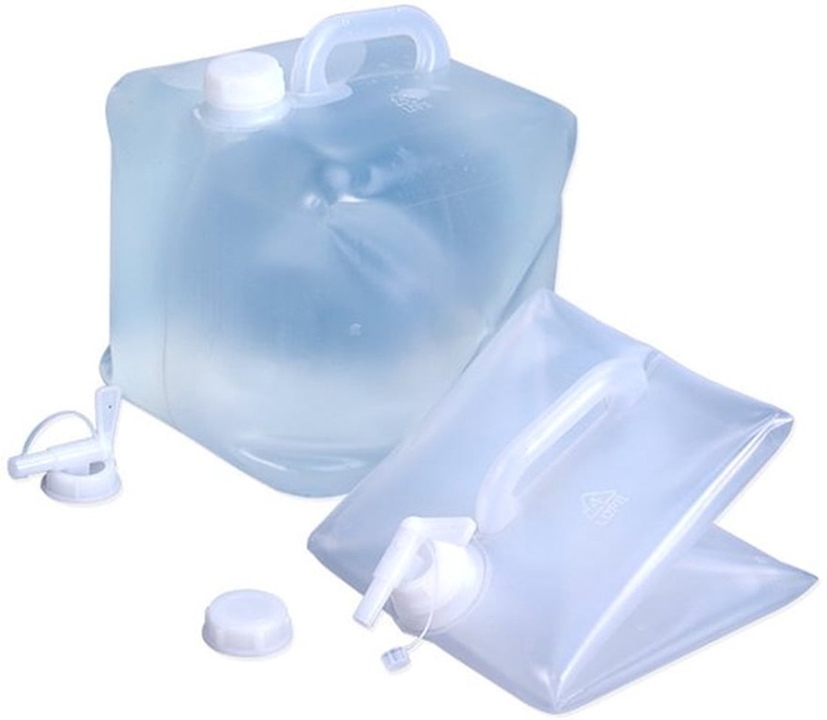 Waterjerrycan - opvouwbaar - 4-delige set - vierkant met kraan, handgreep - camping - vouwjerrycan, BPA-vrij, geschikt voor levensmiddelen