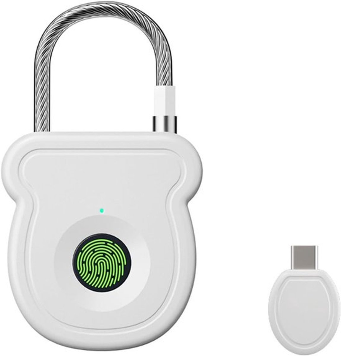 Smart Vingerafdruk Hangslot 2026 - 0.5 Seconden Ontgrendeling - 365 Dagen Batterij - USB Noodsleutel - Voor Gymkluis en Koffer - Waterdicht en Temperatuur Bestendig - Wit