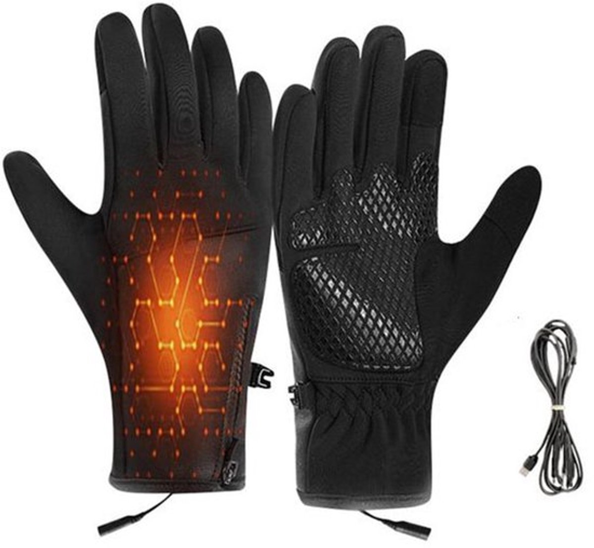 Verwarmde handschoenen - elektrische handschoenen - Oplaadbaar touchscreen - elektrisch USB - Fleece voering - Geschikt voor sneeuwsporten, fietsen, vissen, jagen en rotsklimmen - Effect van constante temperatuur op het eerste niveau