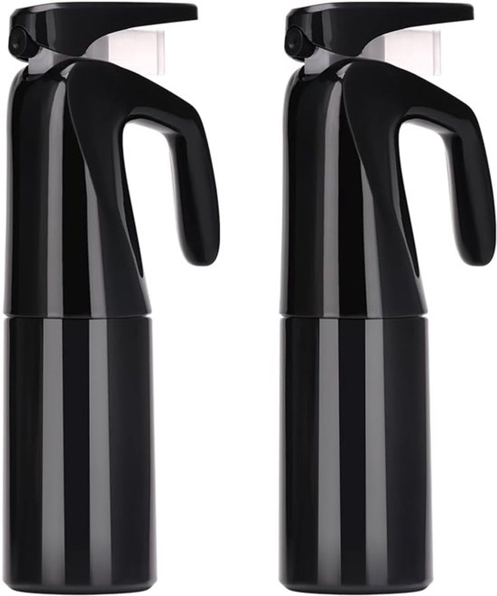 2 Stuks Spray Flessen - Continue Spray Fles - Portie Fles - 6.8 oz - Ultra-Fijne Spray - Haar Hydratatie - Sprayer - Geschikt voor Kapsalon, Reiniging, Salon, Bewatering - 200 ml - 21 x 5.4 cm - Zwart