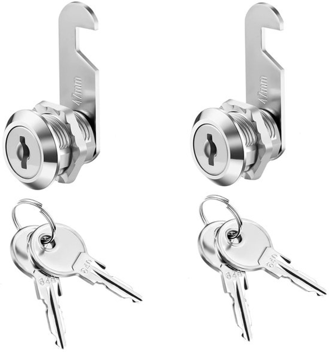 Brievenbusslot met sleutel - 16 mm - 2 stuks