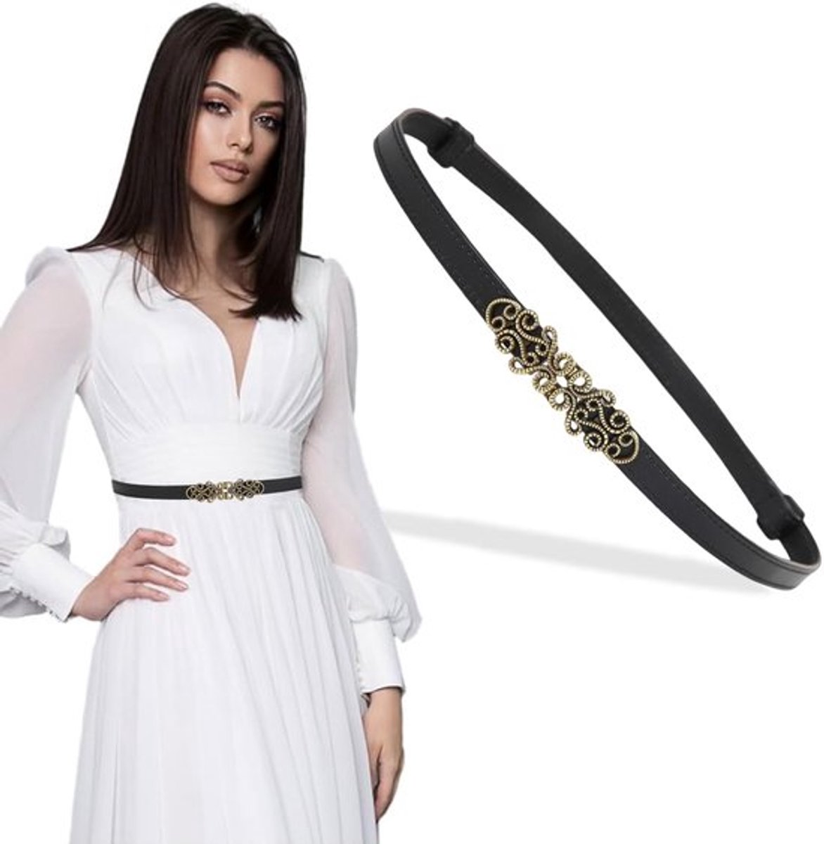Dunne Leren Riem voor Dames, Verstelbare Riem, 1,5 cm voor Dames, Slanke Riem voor Jurk, Taille Riem voor Jeans, Broeken, Jurken, Mode Riem