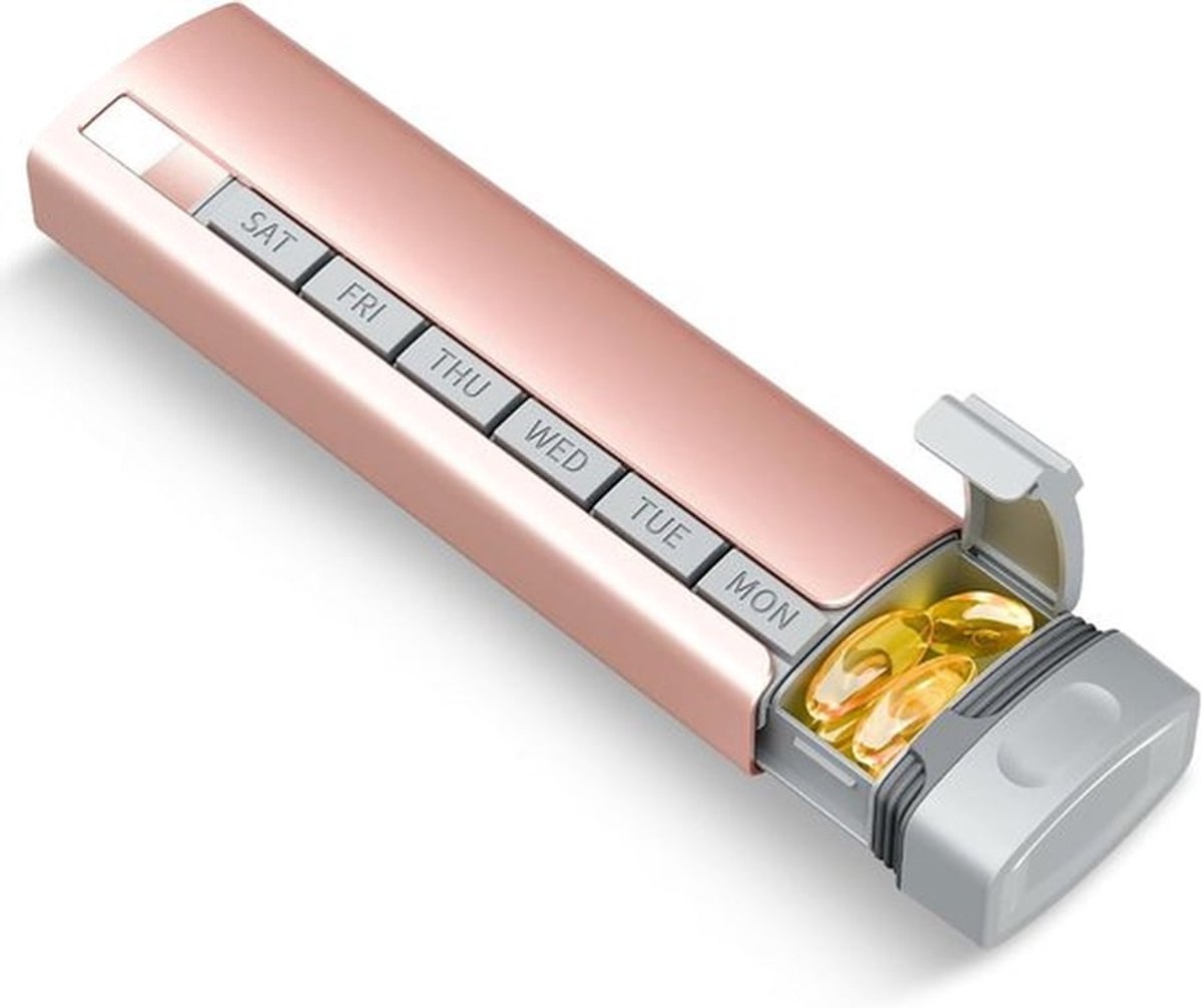 Medicijndoos - Medicijndoosje 7 dagen - Mini pillendoosje - Mini pillendoosje 7 vakken - Siliconen borgring - Elk compartiment heeft een onafhankelijk deksel -Binnen - Buiten - Uitgaan