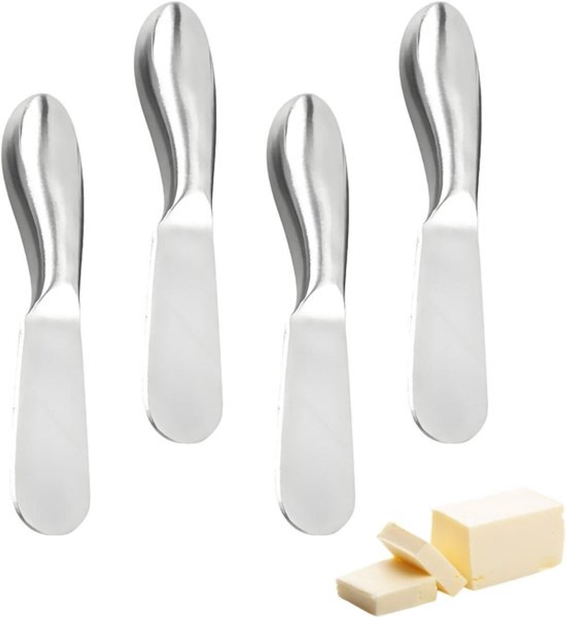 Botermes set van roestvrij staal voor boter, kaas, jam en room, geschikt voor brood en ontbijt.