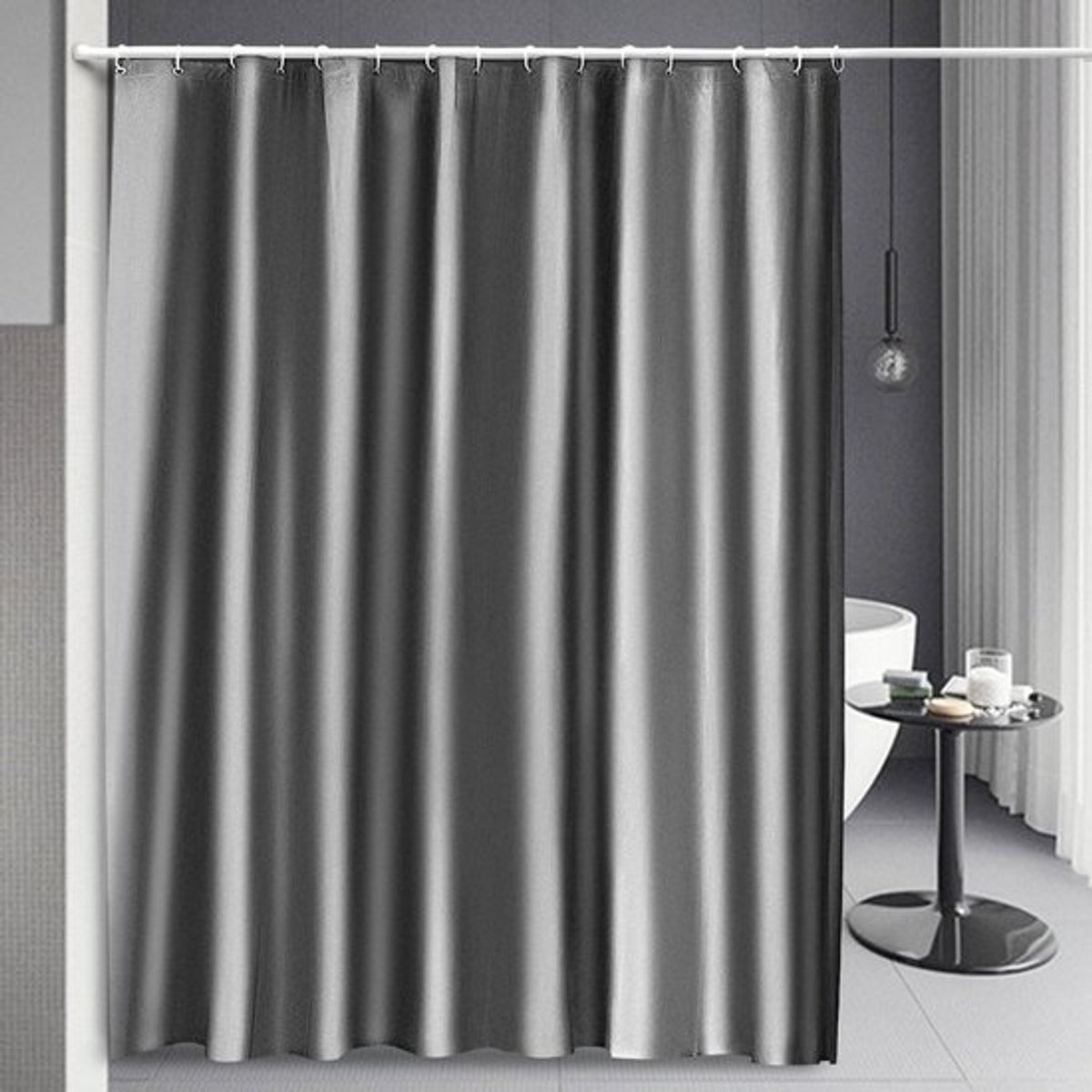 Schimmelbestendig waterdicht douchegordijn - badkameraccessoire met 12 haken - Grijs - 180 x 200 cm Douchegordijn