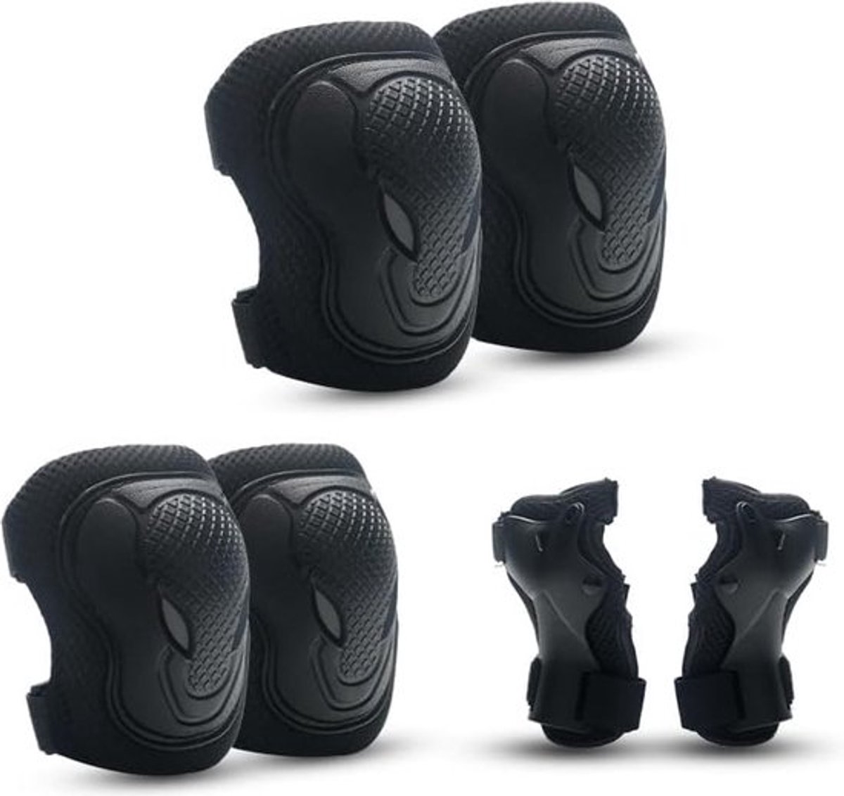 Kniebeschermers voor kinderen, knie- en elleboogbeschermers voor kinderen, kniebeschermersset, inline skates voor kinderen, beschermers voor skateboarden, fietsen, zwart (elleboog, kniebeschermers, pols)