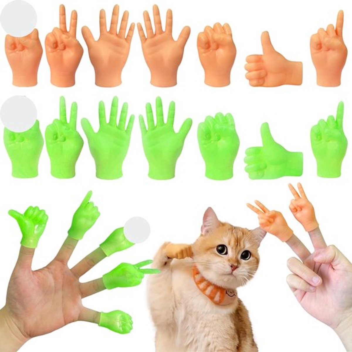 14 stuks kleine handen - mini-handpoppen voor katten - handpoppen voor familie - vrienden - spelletjes - party - huisdieren