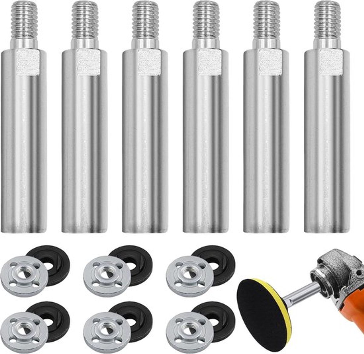 6 stuks haakse slijper verlenging stuurstang set - M10 schroefdraad - polijstmachine auto slijpschijf .