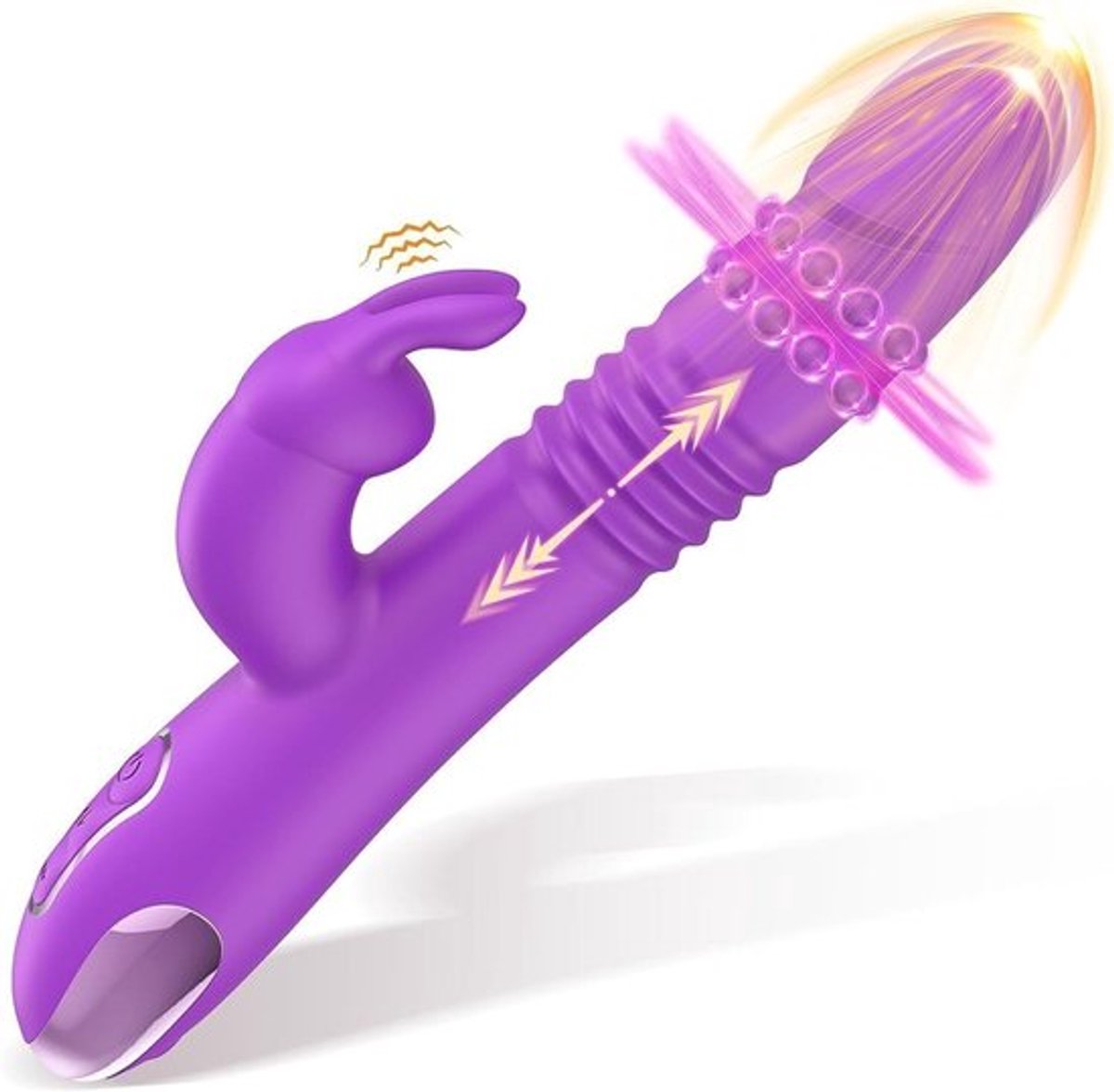 Verwarmende G-spotvibrator met roterende seksrealistische stootdildo voor vrouwen
