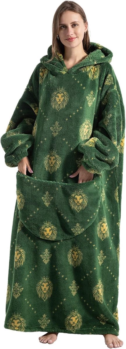 SnelShoppen - Extra Lange Oversized Blanket Hoodie - Draagbare Dekensweater voor Volwassenen - Zachte Fleece Met Zak - Perfect voor Thuis, Kamperen, S