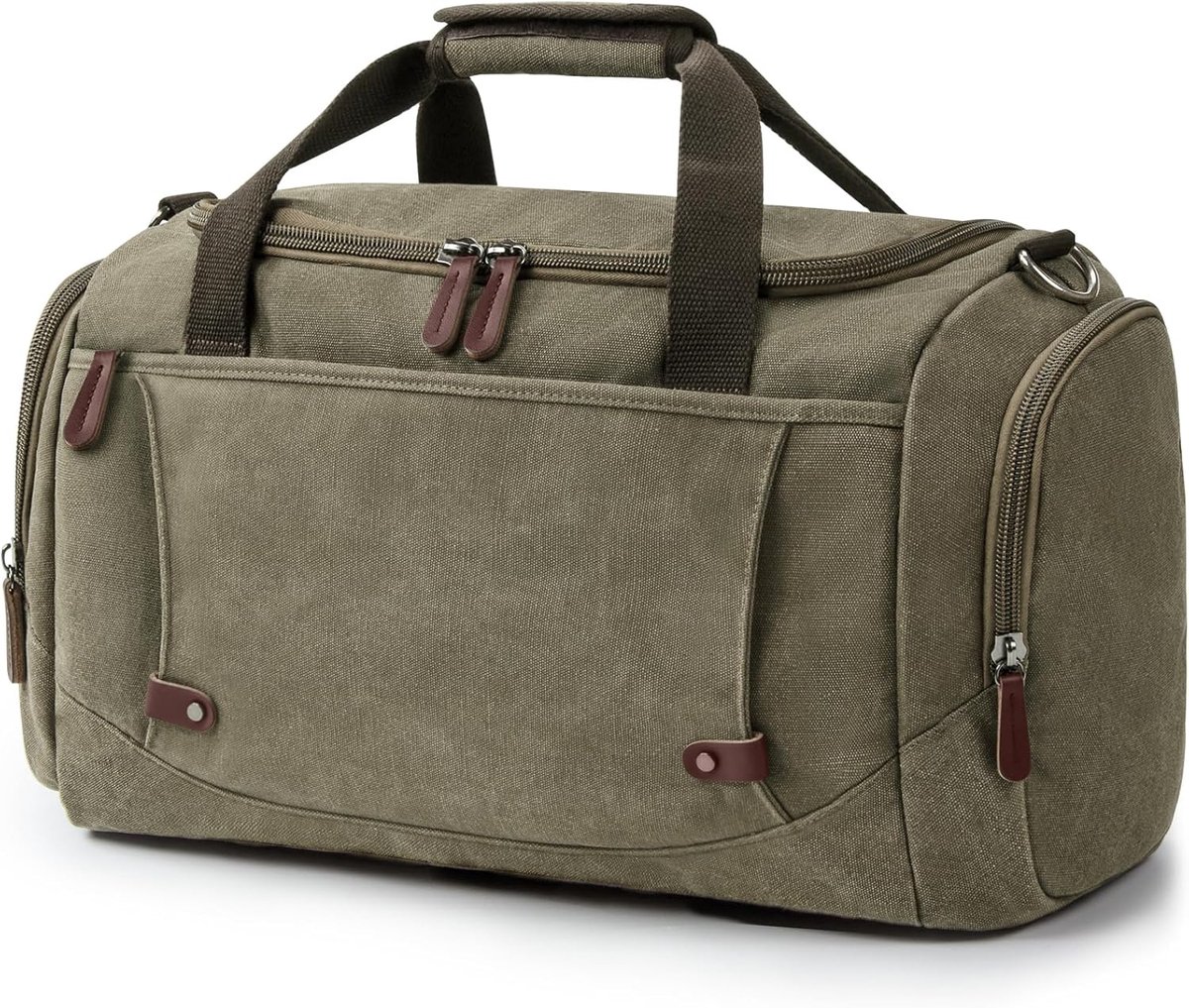 SnelShoppen - Large Travel Bag Retro Unisex Canvas Weekend Bag Sporttas 40L Militaire Groen met Meerdere Vakken