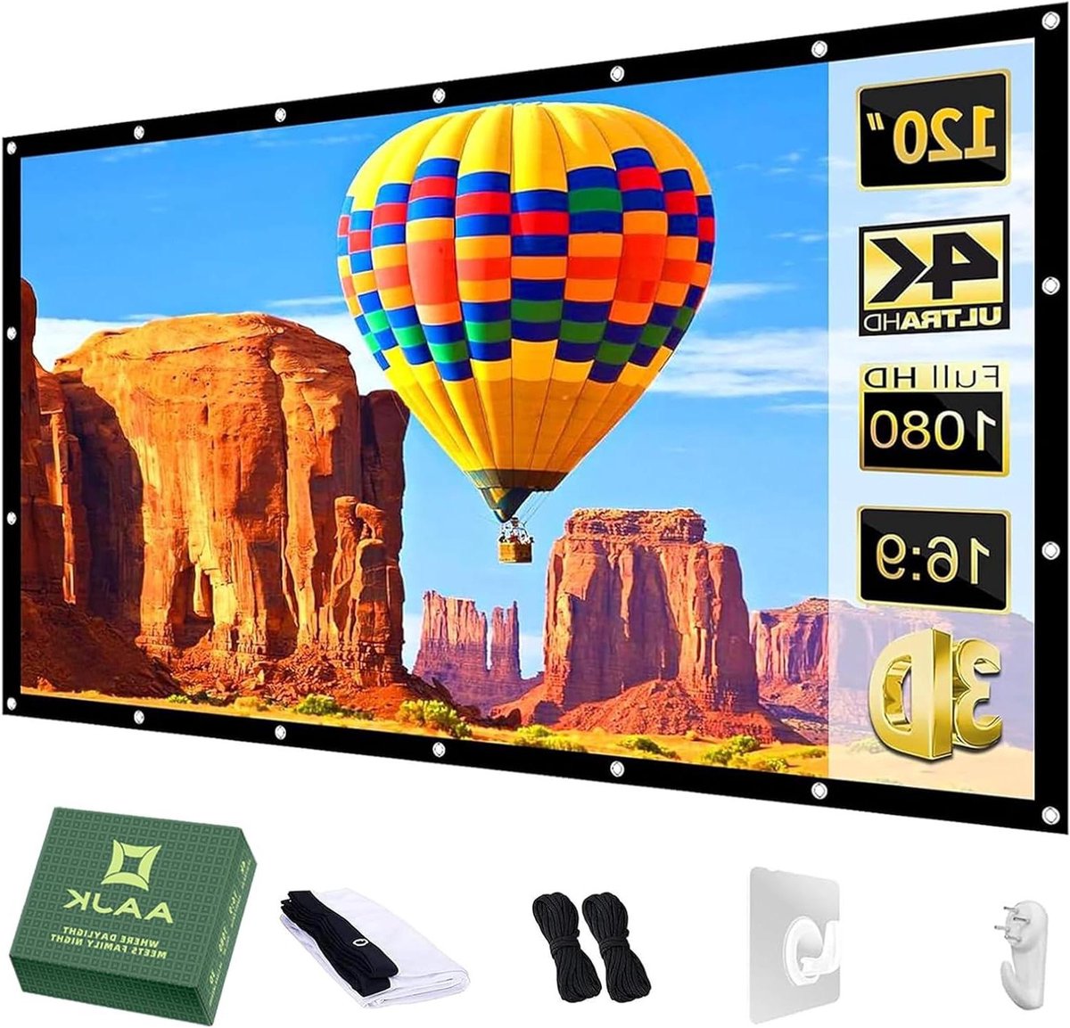 Projectiescherm - Filmscherm - Thuisbioscoop - Opvouwbaar ontwerp - 120 inch - Wit