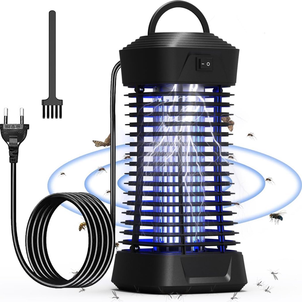 Thijox - Elektrische Muggenlamp UV-Licht Insectendoder 365 nm 4500 V Zwart voor Binnen en Buiten tot 100 m² Dekking Camping Tuin Feest