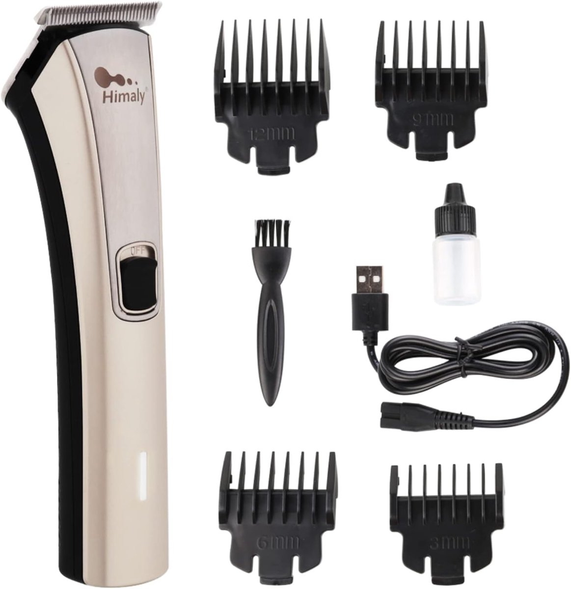 SnelShoppen - Oplaadbare Tondeuse en Baardtrimmer Set - Professionele Draadloze Verzorgingsset met 4 Gelede Kammen - Roestvrij Staal - Voor Mannen en