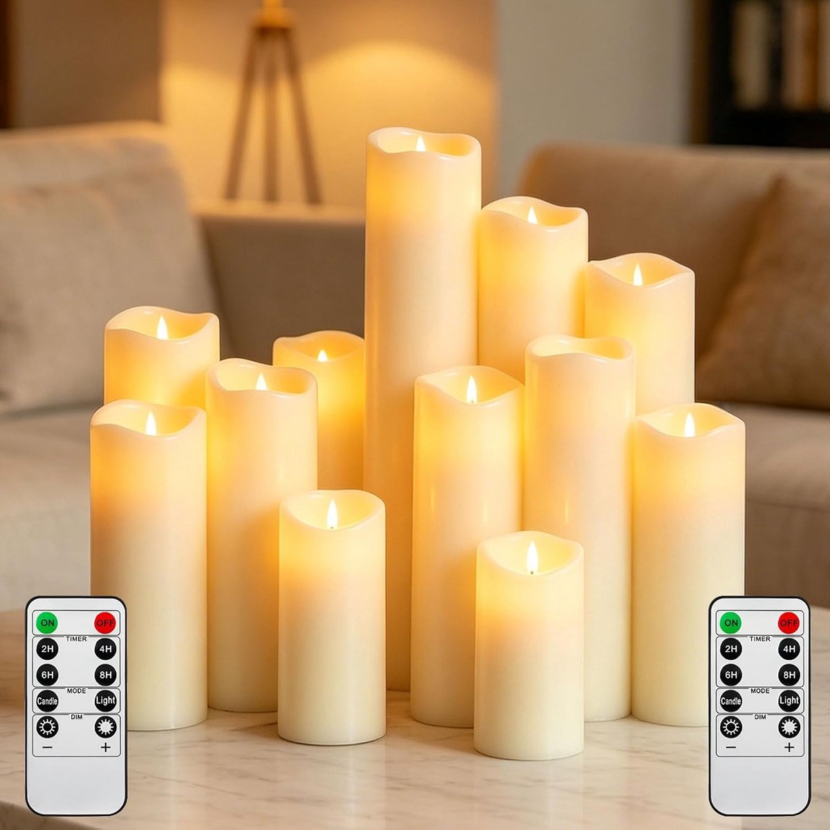 SnelShoppen - Vlamloze Ledkaarsen Ivoorkleurig - 12 Stuks Op Batterijen - Flickering Vlam - Met Afstandsbediening - Ideaal Voor Feesten, Tuin, Thuisde