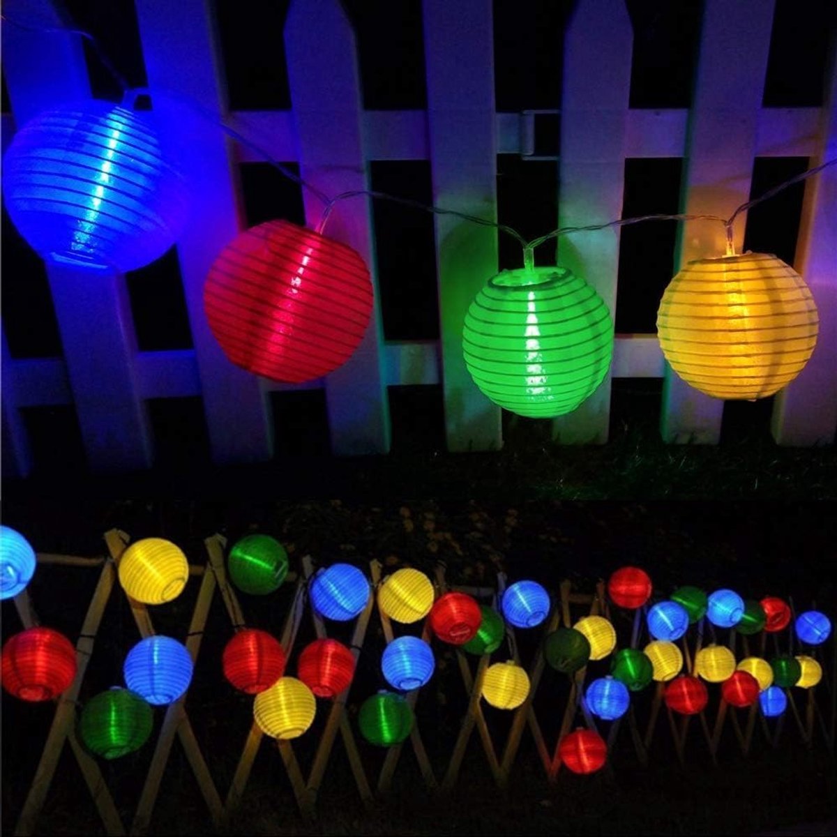 SnelShoppen - Lichtsnoer op Zonne-energie 30 Stuks 5,5 m LED Lampion Waterdicht Kleurrijk Decoratie voor Tuin, Terras, Binnenplaats, Feest, Camping