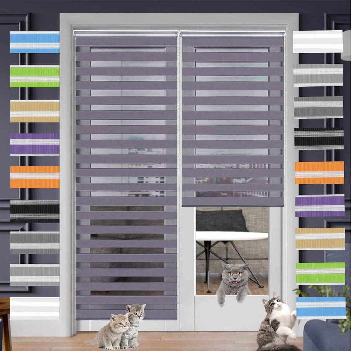 Duo Rolgordijn - Zonwering Gordijn - Privacy Instellen - Variabele Lichtdoorlaat - 70 x 20