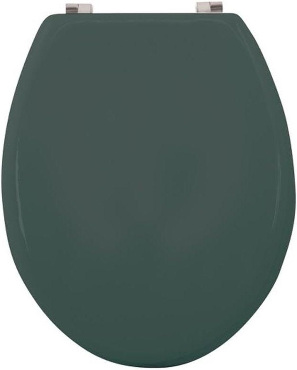 Toiletbril MDF - Houten Deksel - Badkamer Vernieuwen - Roestvrijstalen Scharnieren - 43/45 x 37 cm - Donkergroen