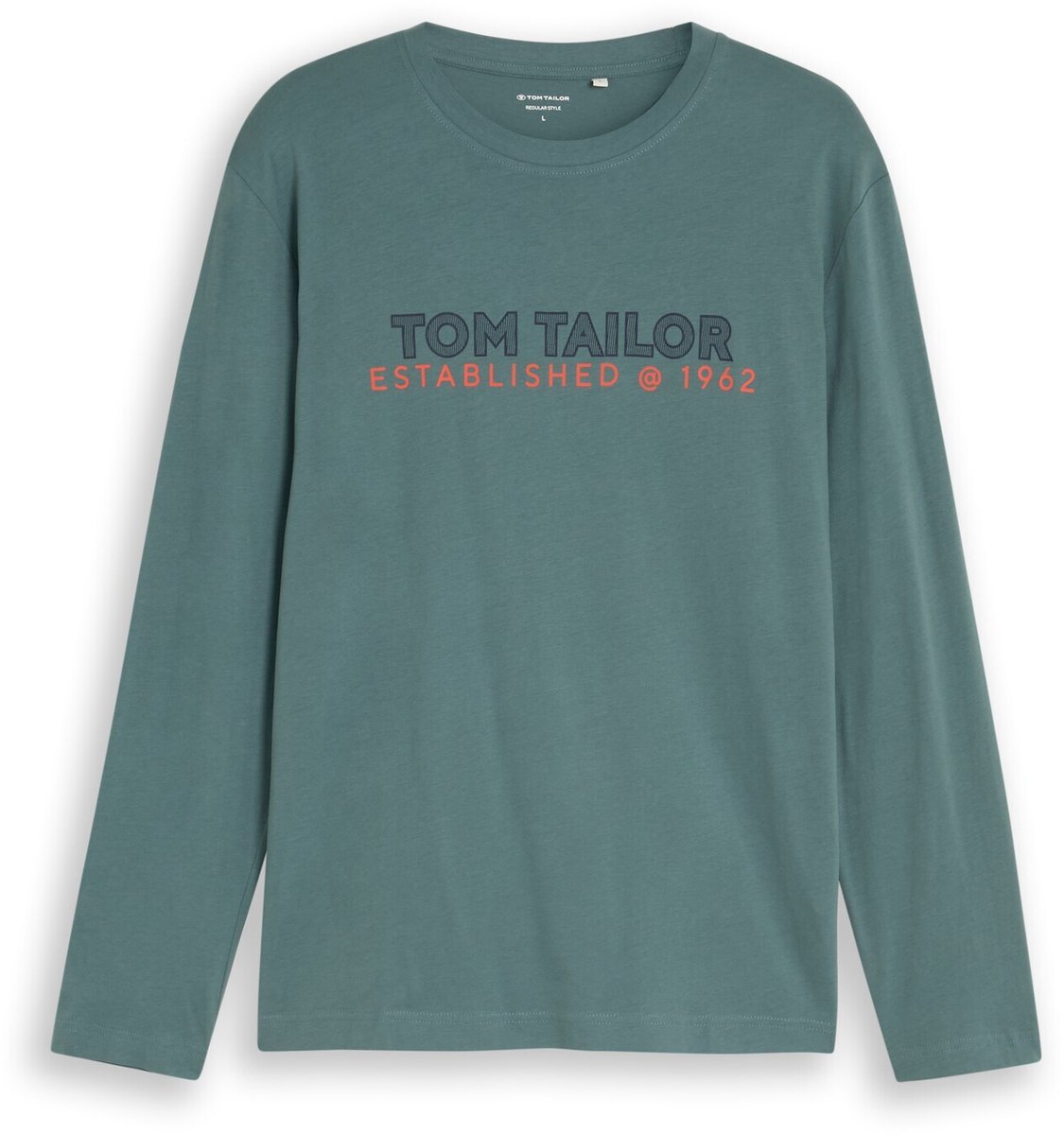 Tom Tailor - T-shirt met lange mouwen en logoprint - Maat XXXL - deep bluish green