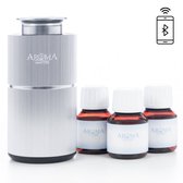 AromaDiffusing Mini Pro Geurmachine Zilver + 3x 20ml Bestseller Geuroliën – Draadloze Aroma Diffuser Zonder Water tot 40m² | Cold Air Diffuser Voordeelset & Geurverspreider voor Huis, Kantoor & Horeca