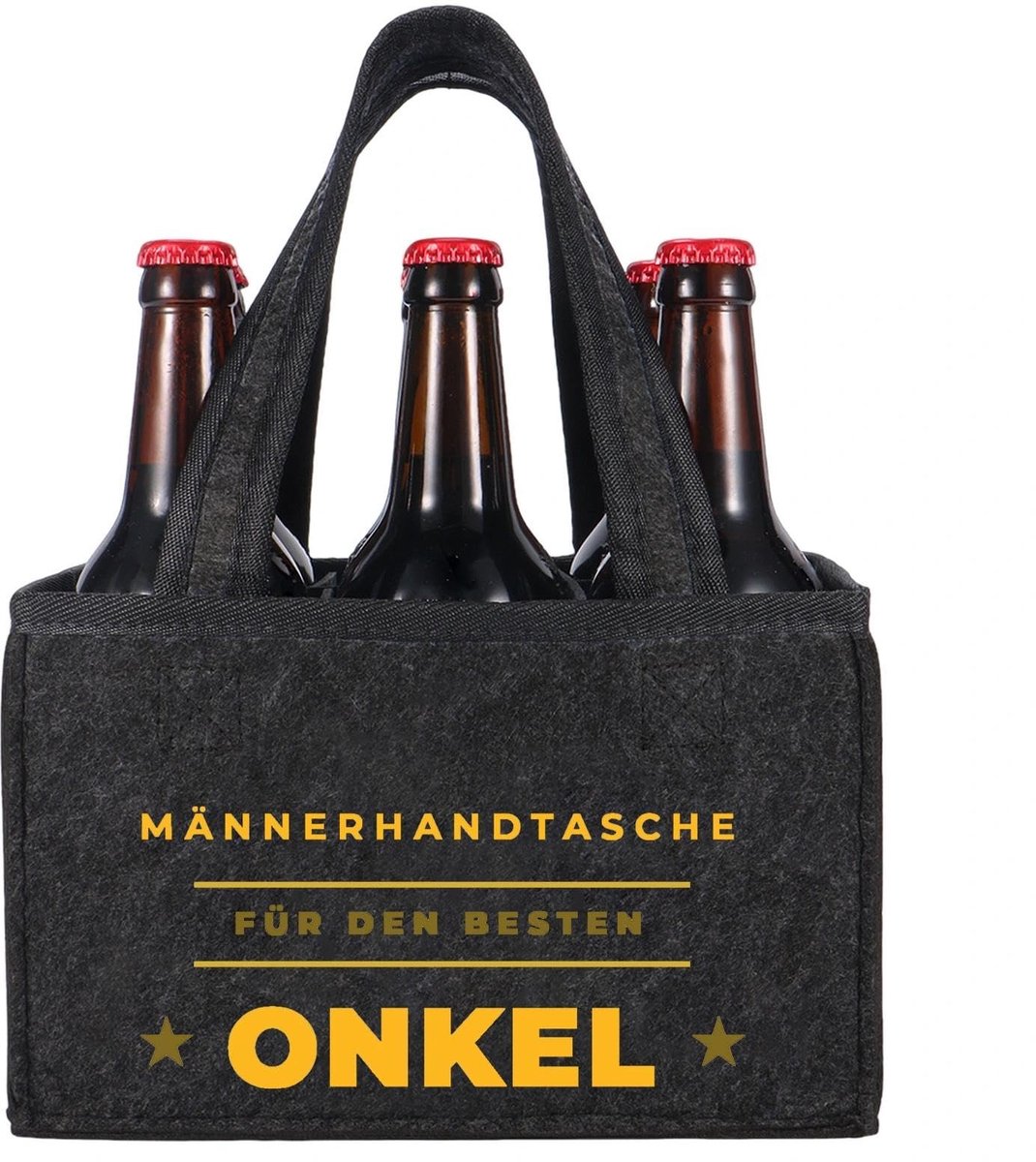 Solidchoice - Grappig Oom Cadeau Mannenhandtas Bier Vilten Flessentas