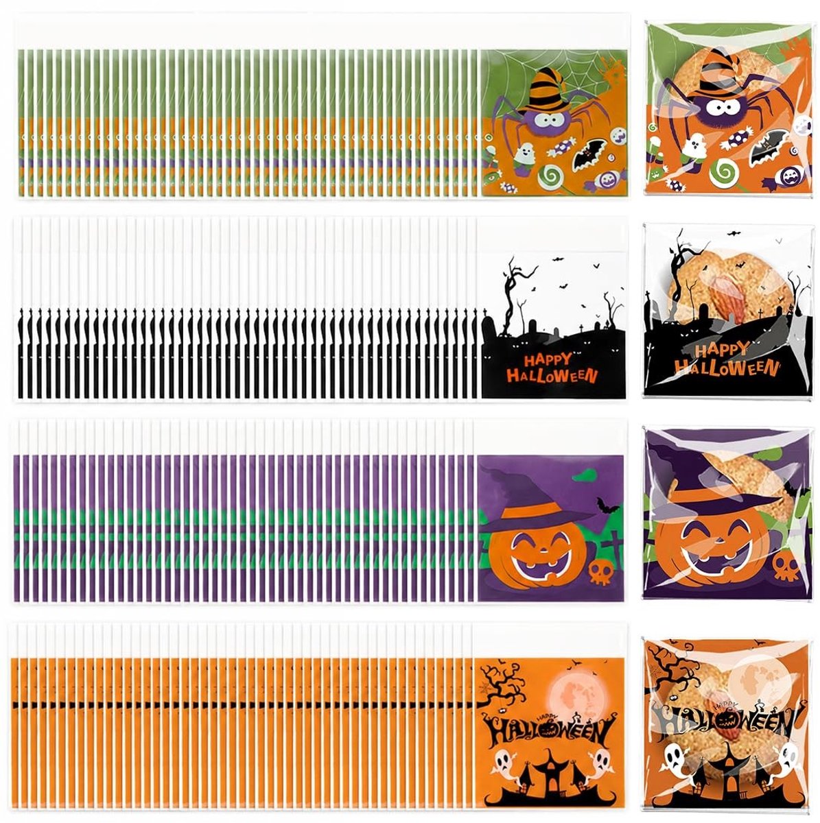 Solidchoice - 200 Transparante Snoepzakjes voor Halloween