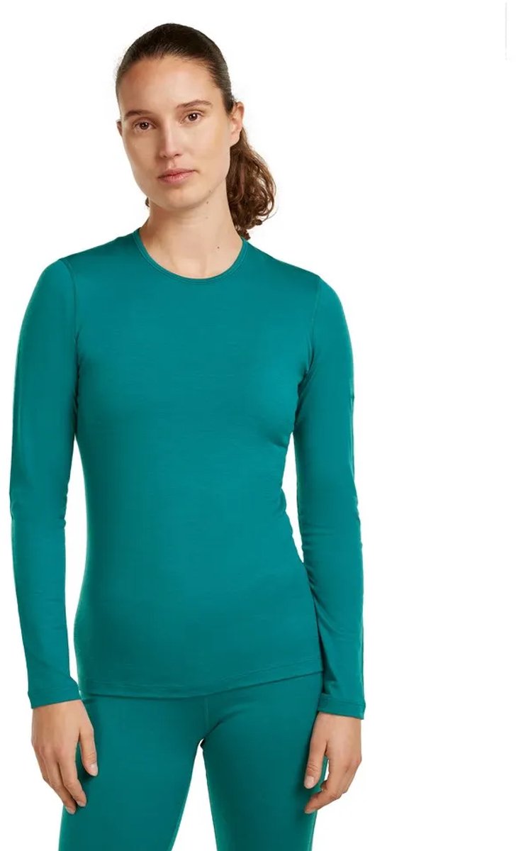 Icebreaker Merino 200 Oasis Crewe Lange Mouwen Basislaag Groen L Vrouw